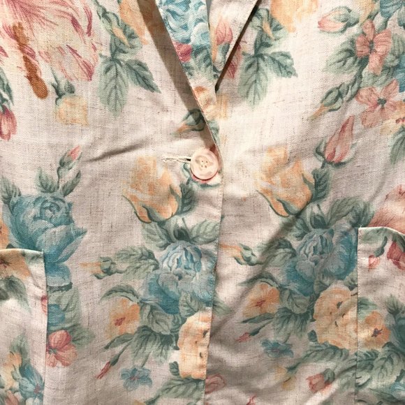 Vintage 80's EHL Floral Print Long Sleeve One Button Size 18W Blazer Jacket - Picture 8 of 14